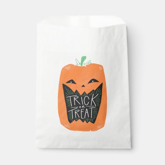 Sachets En Papier Citrouille Trick ou traitement Halloween (Devant)