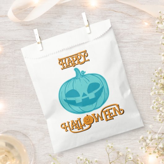 Sachets En Papier Citrouille turquoise Joyeux Halloween Favoriser sa (Coupé)