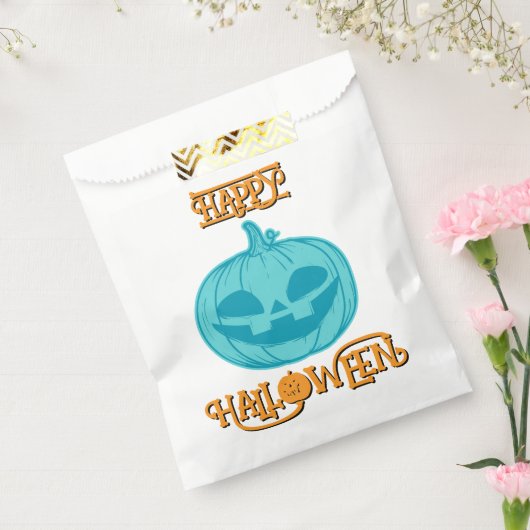 Sachets En Papier Citrouille turquoise Joyeux Halloween Favoriser sa (Scellé)