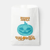 Sachets En Papier Citrouille turquoise Joyeux Halloween Favoriser sa (Devant)