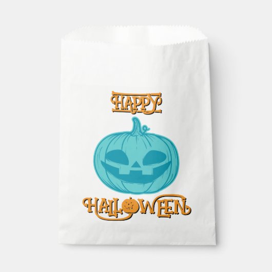 Sachets En Papier Citrouille turquoise Joyeux Halloween Favoriser sa (Devant)