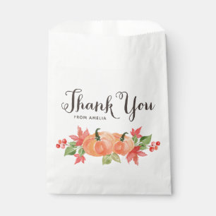 Sachets En Papier Citrouilles d'aquarelle et Merci Feuille d'érable