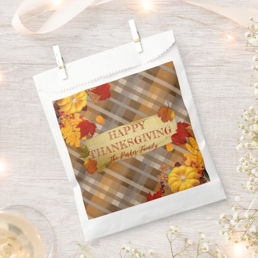 Sachets En Papier Citrouilles D'Automne Et De Feuillage Sur L'Action (Coupé)