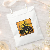 Sachets En Papier Citrouilles de Black Happy Halloween (Coupé)