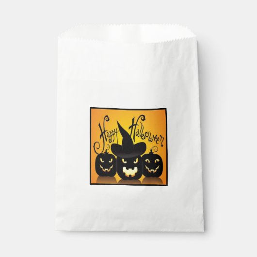 Sachets En Papier Citrouilles de Black Happy Halloween (Devant)