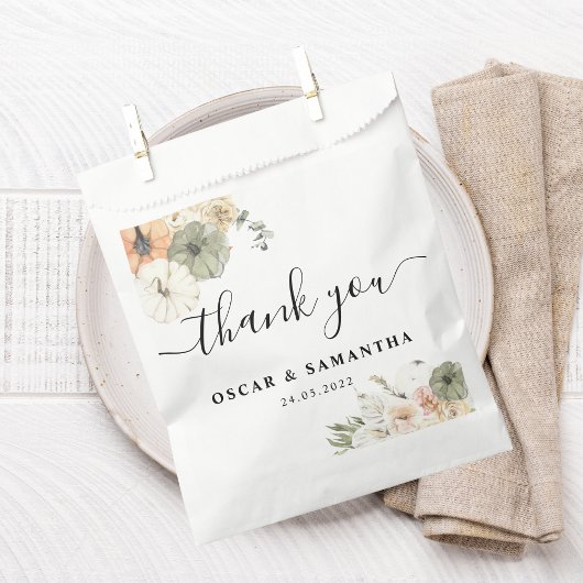 Sachets En Papier Citrouilles et fleurs d'aquarelle modernes