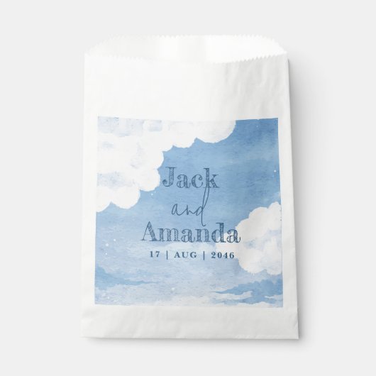 Sachets En Papier Clair bleu ciel d'aquarelle Mariage Favor Sac (Devant)