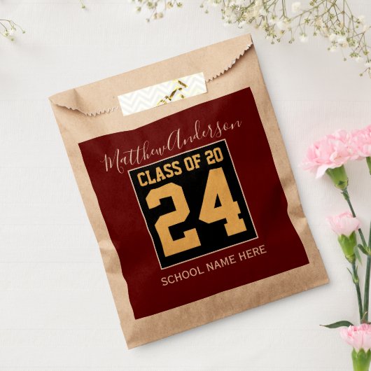 Sachets En Papier Classe de 2024 Elégant Burgundy Graduation Party (Scellé)
