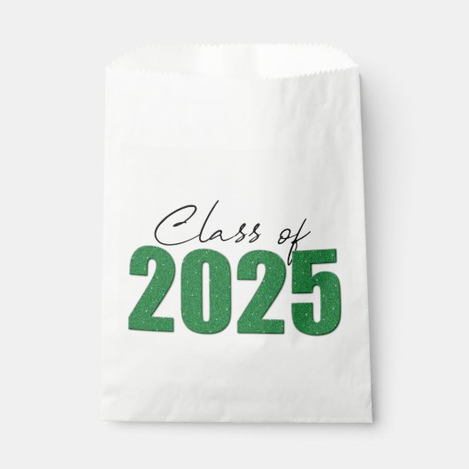 Sachets En Papier Classe de Parties scintillant verte de 2025 (Devant)