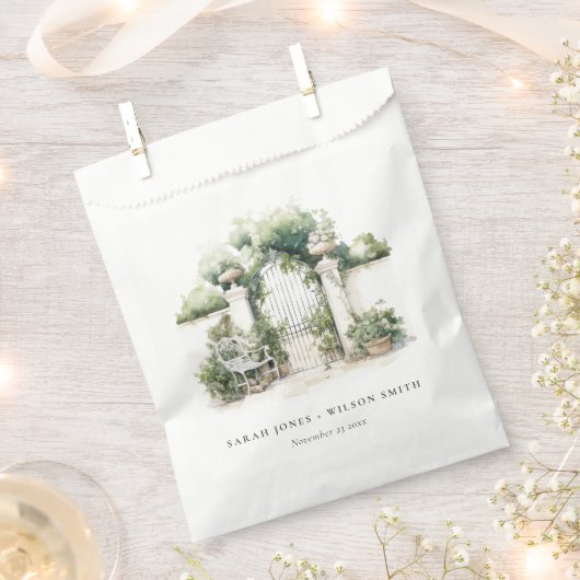 Sachets En Papier Classé Français Jardin Paysage Mariage d'aquarelle (Coupé)