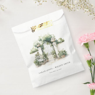 Sachets En Papier Classé Français Jardin Paysage Mariage d'aquarelle