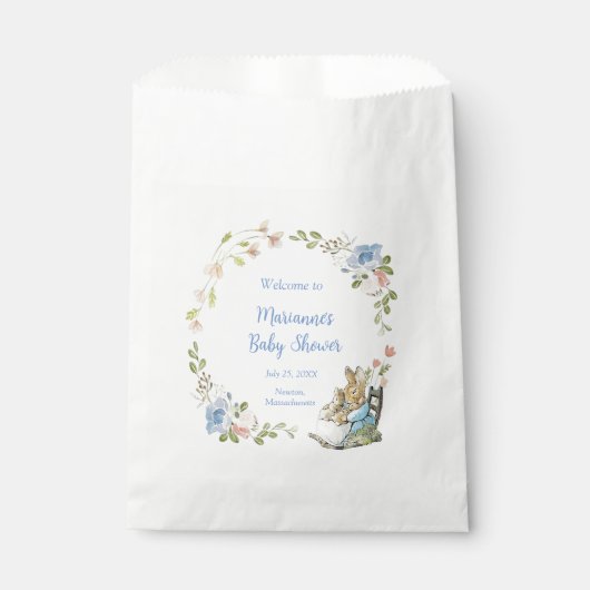 Sachets En Papier Classic Pierre le lapin Baby shower jumeau (Devant)