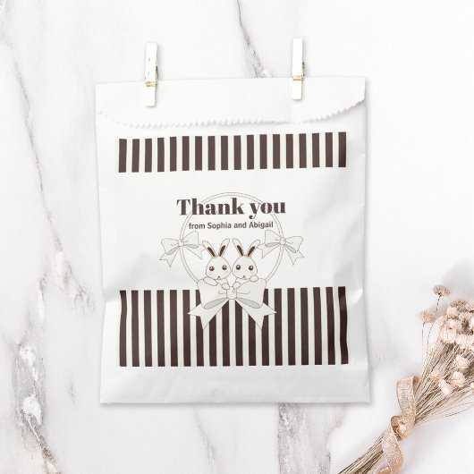 Sachets En Papier Classique Moderne Cute Twin Bunny Girl Merci