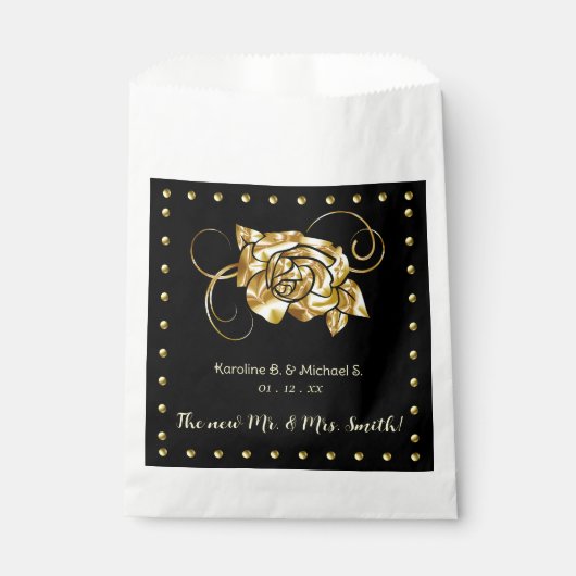 Sachets En Papier Classy Black Gold Rose événements Mariage (Devant)