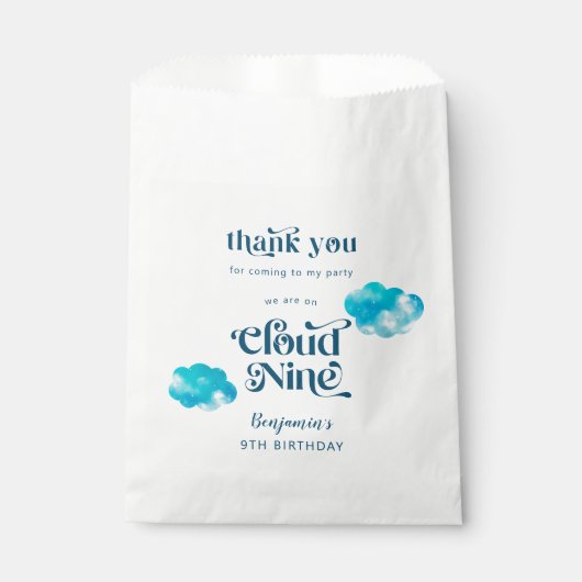 Sachets En Papier Cloud Nine Boy fête son 9e anniversaire (Devant)