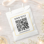 Sachets En Papier Code QR modifiable & Texte avec bordure en or jaun (Coupé)