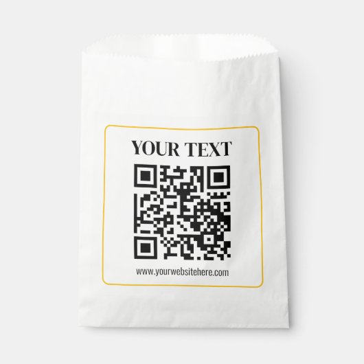 Sachets En Papier Code QR modifiable & Texte avec bordure en or jaun (Devant)