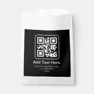 Sachets En Papier Code QR scannable moderne   Noir Blanc & Gris