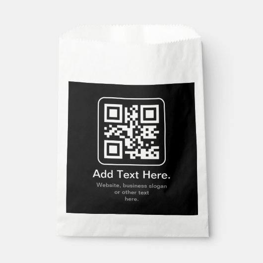 Sachets En Papier Code QR scannable moderne | Noir Blanc & Gris (Devant)
