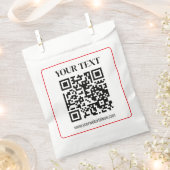 Sachets En Papier Code QR simple noir et blanc avec bordure rouge (Coupé)