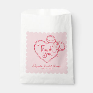 Sachets En Papier Cœur à arc dessiné à la main rose rouge personnali