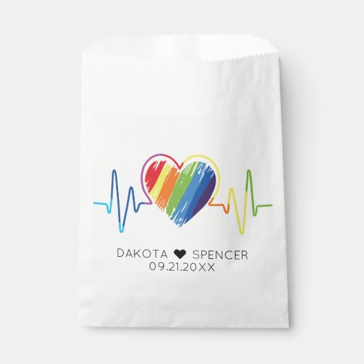 Sachets En Papier Coeur arc-en-ciel | Abstrait Scribble Heart LGBQ (Devant)