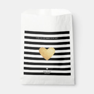 Sachets En Papier Coeur D'Or Avec Des Rayures
