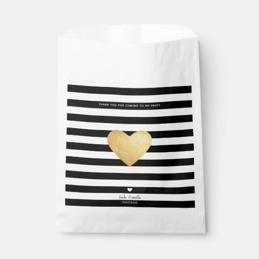 Sachets En Papier Coeur D'Or Avec Des Rayures (Devant)