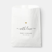 Sachets En Papier Coeur d'or moderne avec Mariage d'amour (Devant)