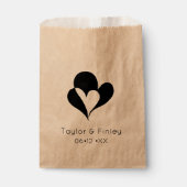 Sachets En Papier Coeur noir et blanc minimal Mariage personnalisé m (Devant)