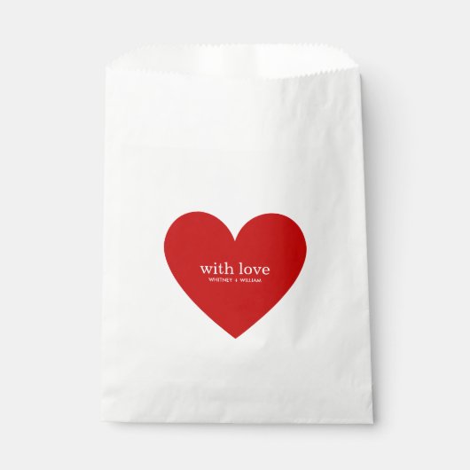 Sachets En Papier Coeur rouge avec la typographie d'amour minimalist (Devant)