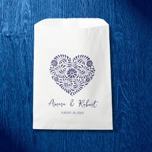 Sachets En Papier Coeur Talavera mexicain bleu