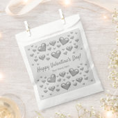 Sachets En Papier Cœurs gris Joyeuse Saint-Valentin & Texte personna (Coupé)