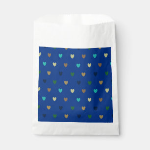 Sachets En Papier Coeurs Polka dans les tons bleu paon