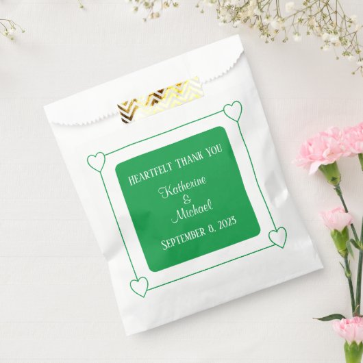 Sachets En Papier Coeurs romantiques Mariage vert moderne (Scellé)