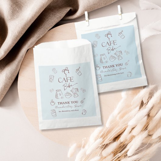 Sachets En Papier Coffee Theme Blue Bow Cafe Bebe Boy Baby Shower