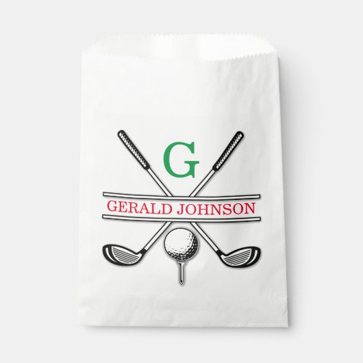 Sachets En Papier Conception de monogramme de golf personnalisé mini (Devant)