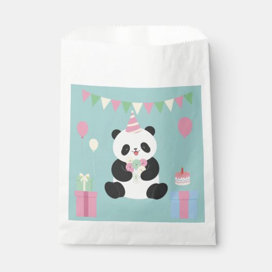 Sachets En Papier Conception Panda doux rose & menthe (Devant)