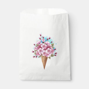 Sachets En Papier Cône rose Sakura crème glacée gaufre