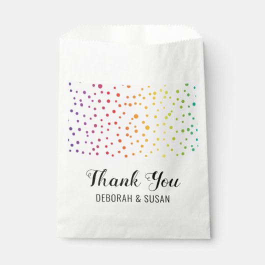 Sachets En Papier Confettis arc-en-ciel, arbres Merci mariage lesbie (Devant)