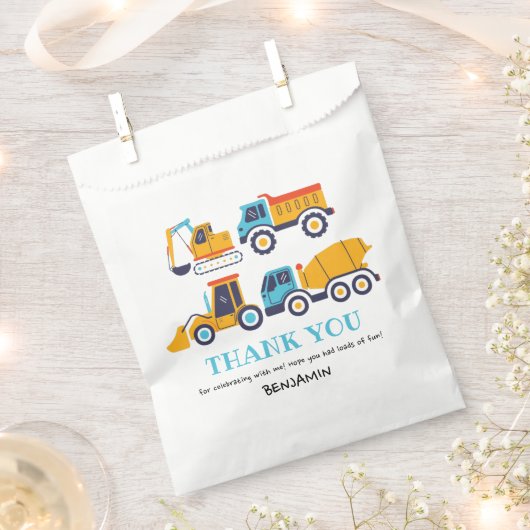 Sachets En Papier Construction Anniversaire Camion Merci F (Coupé)
