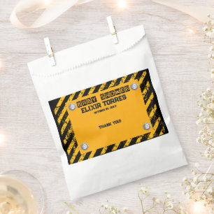 Sachets En Papier Construction Baby shower jaune et noir