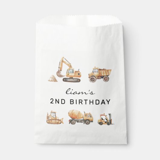 Sachets En Papier Construction Camion Anniversaire Moderne Minimal (Devant)