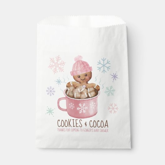 Sachets En Papier Cookies et cacao Baby shower fille d'hiver (Devant)