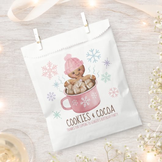 Sachets En Papier Cookies et cacao Fille d'hiver Fête d'anniversaire (Coupé)