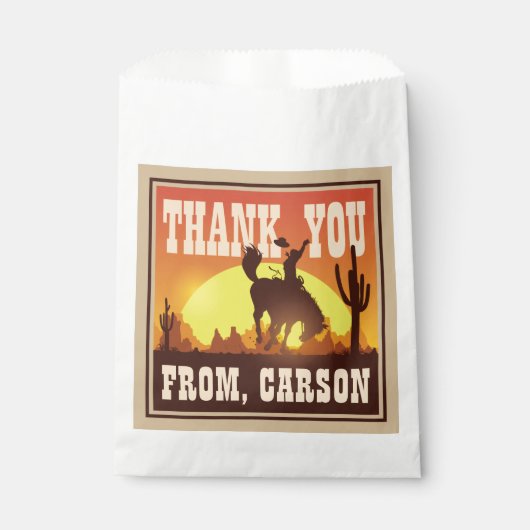 Sachets En Papier Cool Cowboy Anniversaire Rodeo, Merci sauvage de l (Devant)