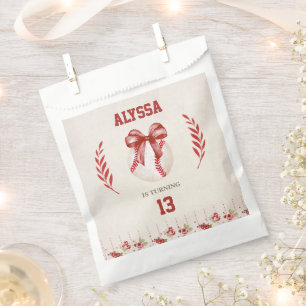 Sachets En Papier Coquette Baseball Red Bow Floral Vintage Anniversa