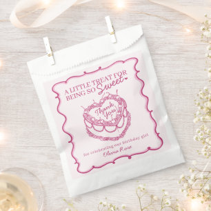 Sachets En Papier Coquette Coeur rose Gâteau Cerise Anniversaire