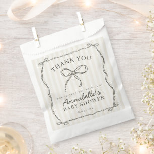 Sachets En Papier Coquette noire Bow Baby shower beige Dessert