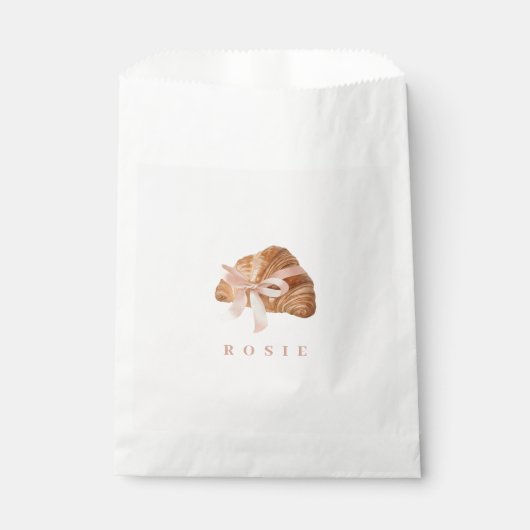 Sachets En Papier Coquette personnalisée Croissant rose Ribbon (Devant)